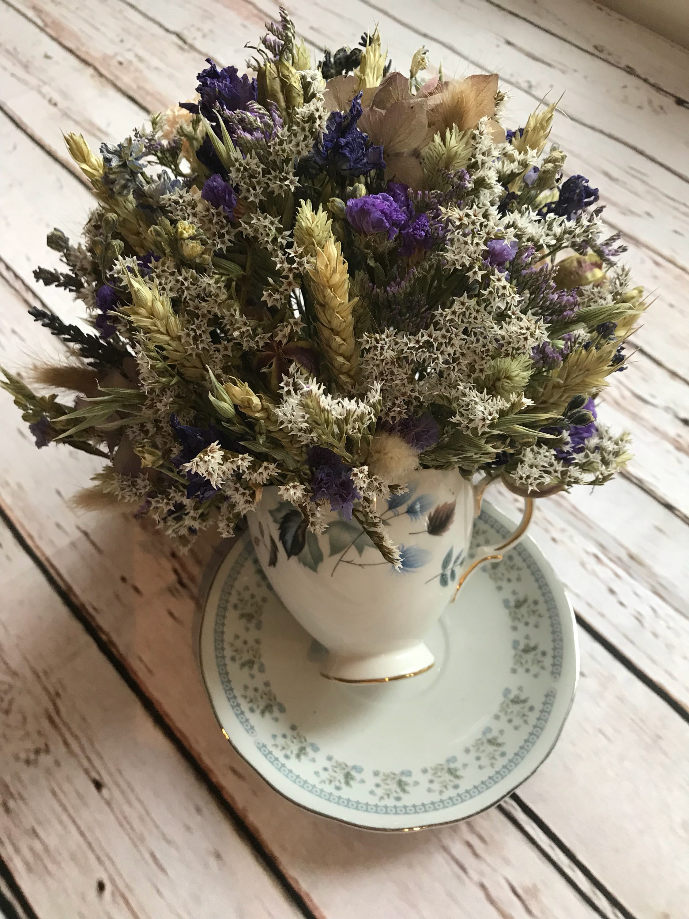 Tea Cup Dried Flower Arrangement. Perfect as a Gift Cake Etsy