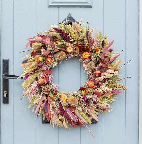 Autumn Dried Wreath Making Kit. Dried Flower DIY Autumnal Door Wreath. Contains Everything You Need to Make a Dried Flower Wreath. B Etsy UK