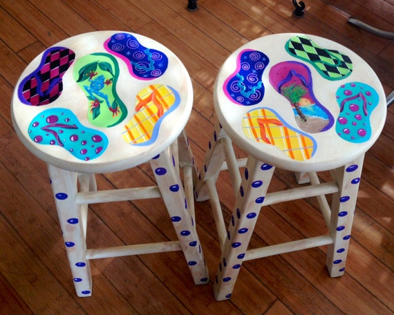 Hand Painted Flip Flop Bar Stool