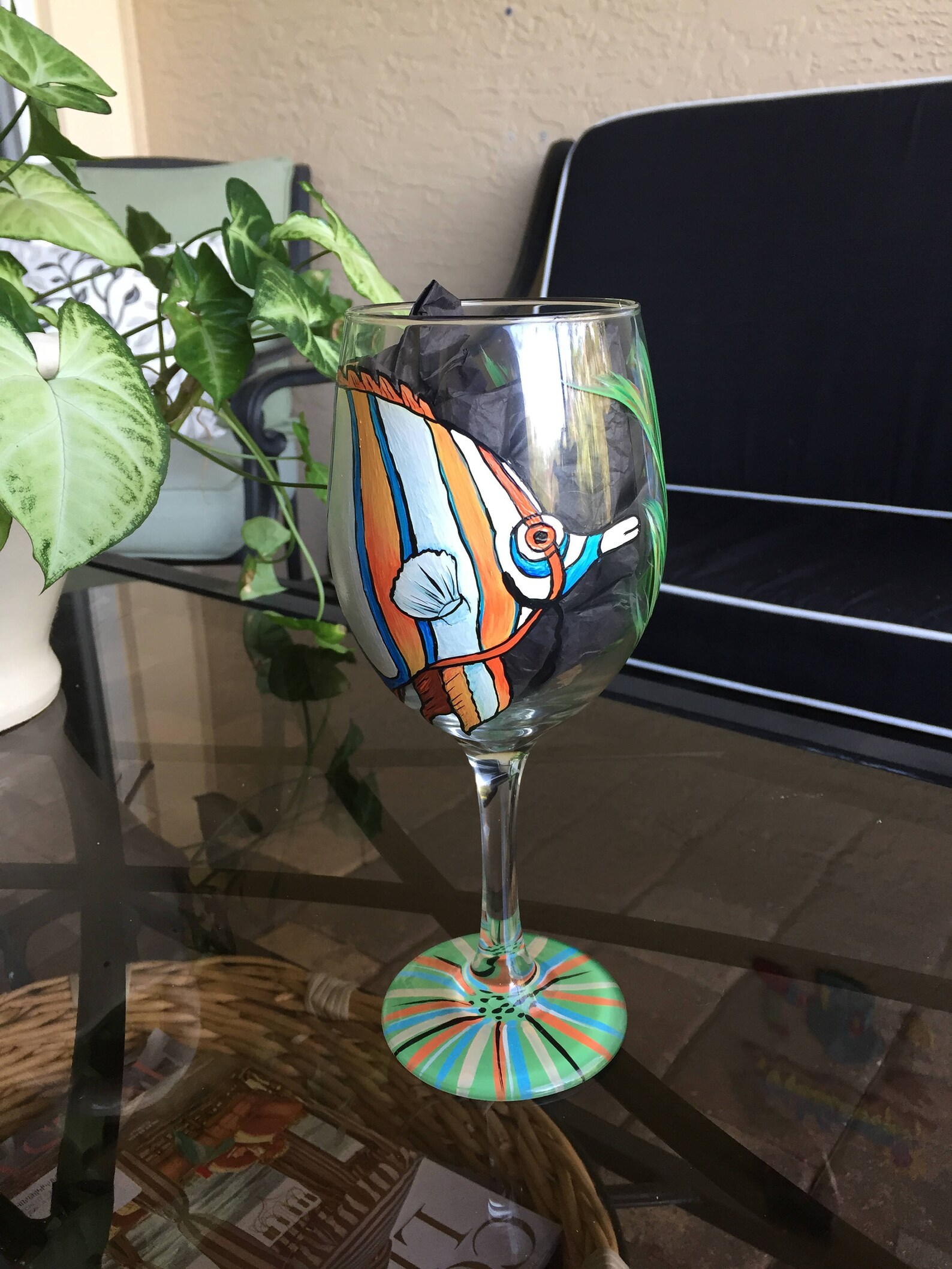 Butterfly Fish Wine Glass - Etsy