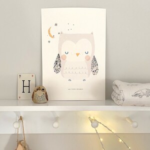 Owl Nursery Print - made with Liberty fabrics