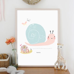 Snail Nursery Print - made with Liberty Fabrics