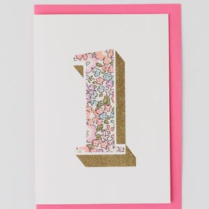 Biglietto di auguri per compleanno / Biglietto di auguri per compleanno per bambine / Tessuto Liberty / Regalo per lei / Articoli per feste di compleanno / Biglietto di auguri per compleanno per bambine