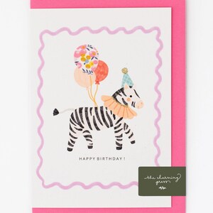 Cartão de aniversário de zebra / Cartão de aniversário para meninas / Tecido Liberty / Artigos para festas / Cartão de aniversário para menina / Presente para ela