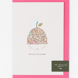 Tarjeta Acorn / Tarjeta para recién nacido / Tela Liberty / Tarjeta para recién nacido / Regalo para bebé / Regalo para recién nacido
