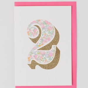 Carte d'anniversaire d'âge / Carte d'anniversaire pour filles / Tissu Liberty / Cadeau pour elle / Articles de fête d'anniversaire / Carte d'anniversaire pour filles