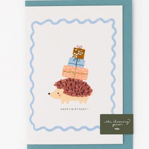 Carte d'anniversaire hérisson / Carte d'anniversaire pour garçon / Tissu Liberty / Articles de fête / Carte d'anniversaire pour bébé garçon
