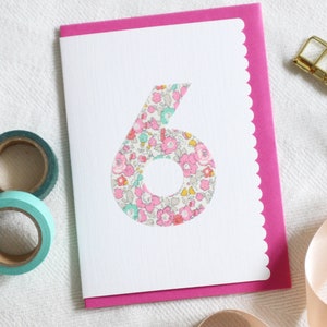 Liberty Birthday Card - Betsy Ann Pink fabric