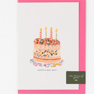 Cartão de bolo de aniversário / Cartão de aniversário para meninas / Tecido Liberty / Artigos para festas / Cartão de aniversário para menina / Presente para ela
