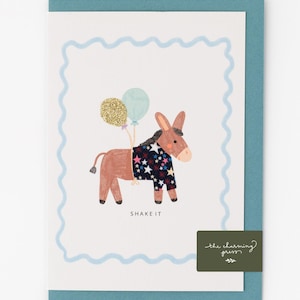 Cartão de aniversário de burro / Cartão de aniversário para meninos / Tecido Liberty / Artigos para festas / Cartão de aniversário para menino /