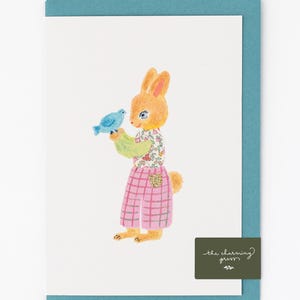 Tarjeta de conejo / Tarjeta para recién nacido / Tela Liberty / Tarjeta para recién nacido / Regalo para bebé / Regalo para recién nacido