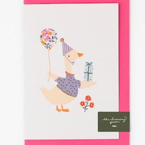 Carte d'oie / carte de naissance / tissu Liberty / carte pour un nouveau né / cadeau pour bébé / cadeau de naissance / carte d'anniversaire de fille