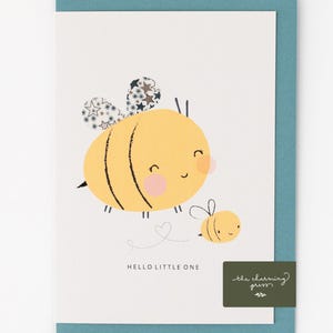 Carte de naissance abeille / Carte de naissance / Tissu Liberty / Carte pour un nouveau-né / Cadeau pour bébé / Cadeau de naissance