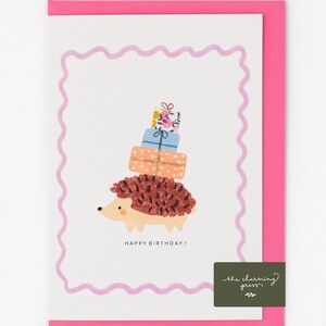 Carte d'anniversaire hérisson / Carte d'anniversaire pour fille / Tissu Liberty / Articles de fête / Carte d'anniversaire pour bébé fille / Cadeau pour elle