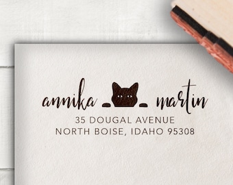 Return Address Stamp Cat, Pet Stamp, Funny Cat Lover Stamp, Wedding Gift Idea for Couples, Kitty Paws Fur Baby Stamper, Self Ink or Regular