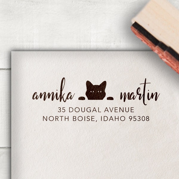 Return Address Stamp Cat, Pet Stamp, Funny Cat Lover Stamp, Wedding Gift Idea for Couples, Kitty Paws Fur Baby Stamper, Self Ink or Regular