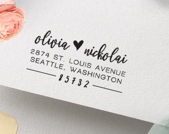 Wedding Address Stamp, Calligraphy Return Address Stamp, Custom Wooden or Self Inking Invitation Stamper, Elegant Font, Housewarming Gifts