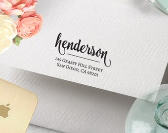 Return Address Stamp Clean Modern Font, Wedding, Housewarming, Family, Wood or Self Inking, Colored Stamper, Couples Gift, Bride Groom Art