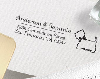 Return Address Stamp - Dog Westie Stamp, Handle or Self-Inking, West Highland Terrier Dog Lover, Housewarming Gift, Self Inking Stamp Dog