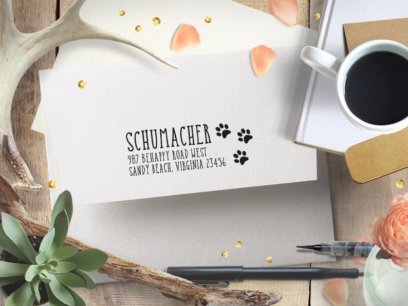 Pet Return Address Stamp Custom Paw Print Dog & Cat Address Etsy