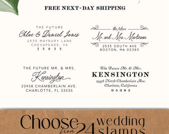 Future Mr. & Mrs. Self Inking Stamp | Address Stamp Wedding Invites | Rubber Stamp Wooden Handle or Self-Ink Stamp for RSVP Invitations