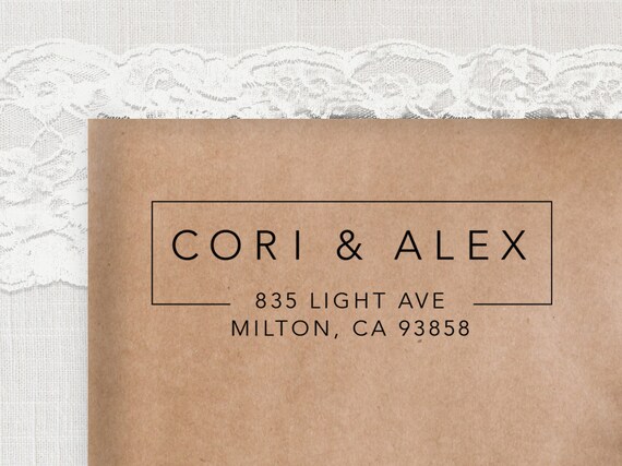 Personalized Custom Name Returned Address Wedding Gift Thank You Card Handle Mounted Rubber Stamp OR Pre-inked Stamp RE729