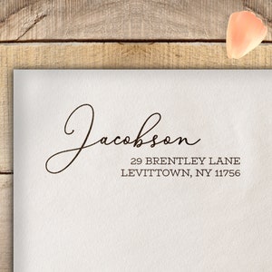 Family Name Return Address Stamp,  Self Inking Custom RSVP Calligraphy Personalized Wedding Housewarming Gift for New Home Owners Gift