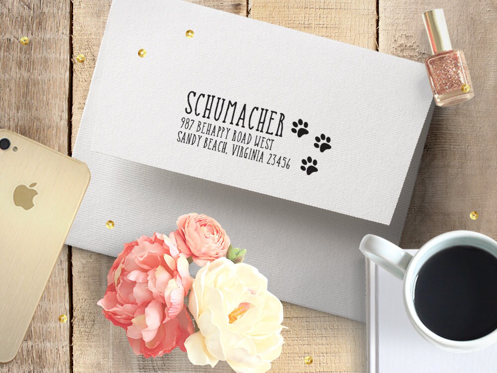 Pet Return Address Stamp Custom Paw Print Dog & Cat Address Etsy