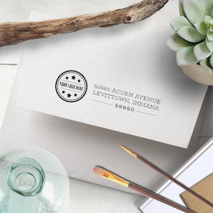 Address Stamp Business Logo, Return Address Stamp Custom, Logo Stamp, Address Stamp Personalized Self Inking or Wooden Handle Own Logo Stamp