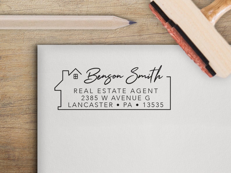 Real Estate Agent Stamp Address Stamp Self Inking or Wooden Etsy