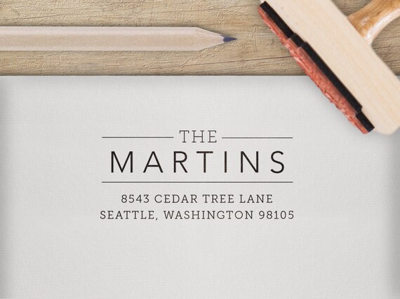 Wedding Invitation Stamp Calligraphy Couples Stamp Wooden Handle or Self-Inking Housewarming Gift Cursive Elegant Return Address Stamp