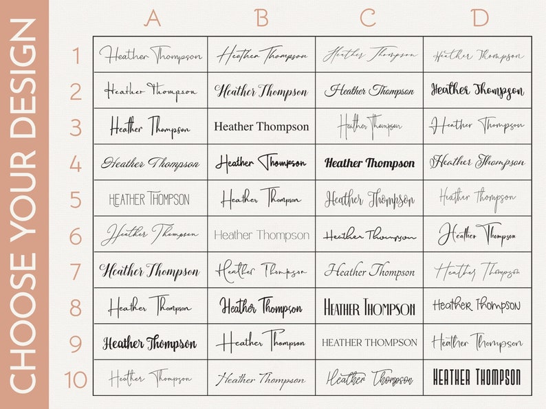 signature stamps. choose from 40 fonts