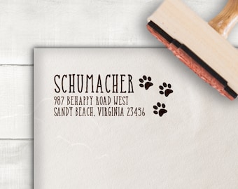 Gift for Dog Lovers, Stamp Paw Print, Cat Lover Gift, Self Inking Address Stamp, Wooden Address Stamp, Dog Owner Gift, Pet Lovers Stamp