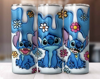 Cartoon 3D Inflated Tumbler, Cartoon Floral Tumbler Wrap, Inflated Tumbler Wrap, Full Tumbler Wrap, 20oz Skinny Tumbler, 3D Tumbler Png