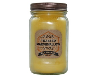 Toasted Marshmallow Scented Beeswax Mason Jar Candle | 16 oz