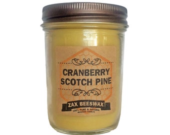 Cranberry Scotch Pine Scented Beeswax Mason Jar Candle | 8 oz