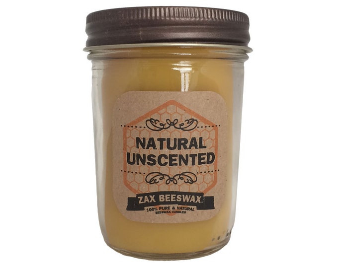 Pure Beeswax Mason Jar Candle 8 Oz Etsy