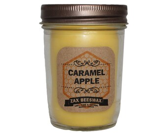 Caramel Apple Scented Beeswax Mason Jar Candle | 8 Oz