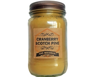 Cranberry Scotch Pine Scented Beeswax Mason Jar Candle | 16 oz