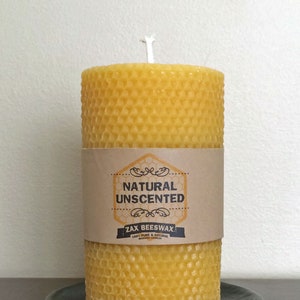 100% Pure Beeswax 3X6 Pillar Candle | Honeycomb