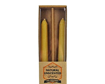 100%  Pure & Natural Beeswax 12' Taper Candles | 2 Pack