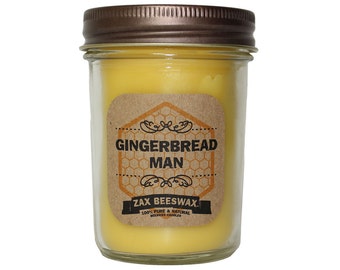 Gingerbread Man Scented Beeswax Mason Jar Candle | 8 Oz