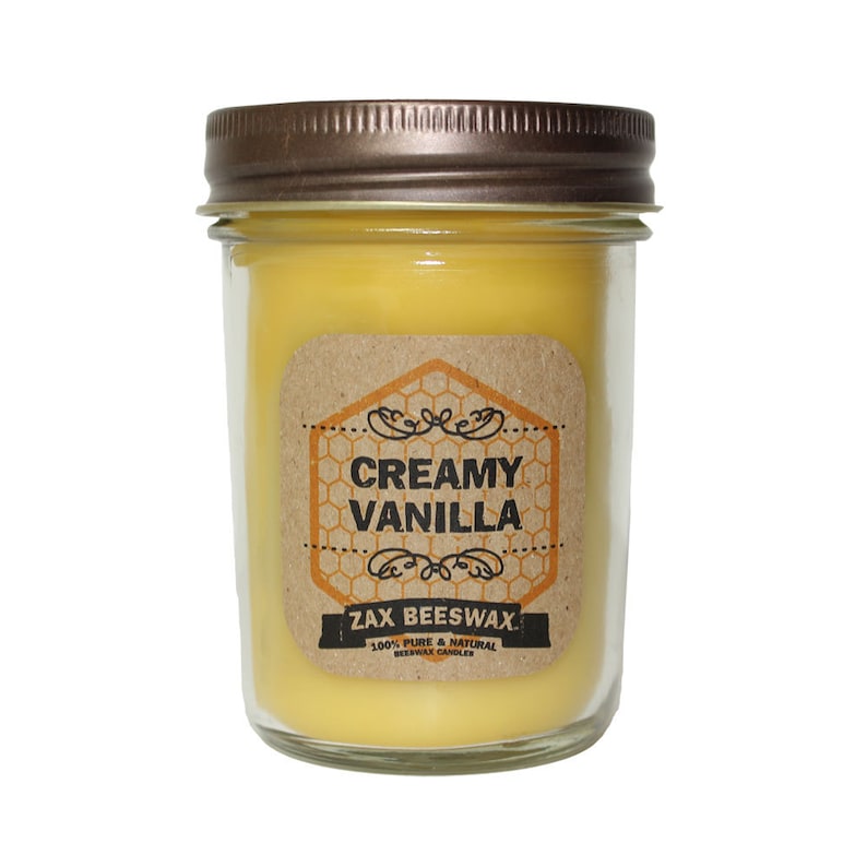 Creamy Vanilla Scented Beeswax Mason Jar Candle 8 Oz Etsy