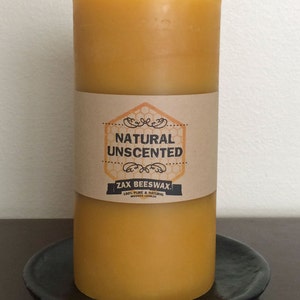 100% Pure Beeswax 3X6 Pillar Candle Smooth image 2