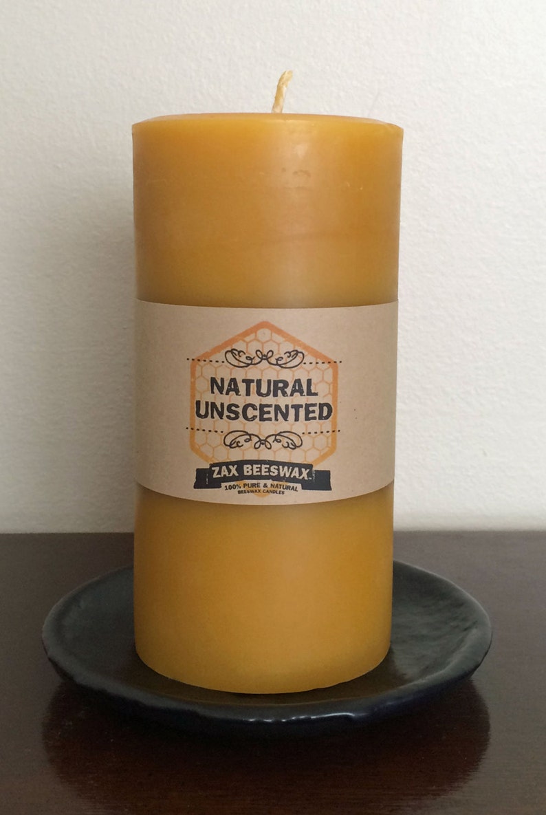 100% Pure Beeswax 3X6 Pillar Candle Smooth image 2