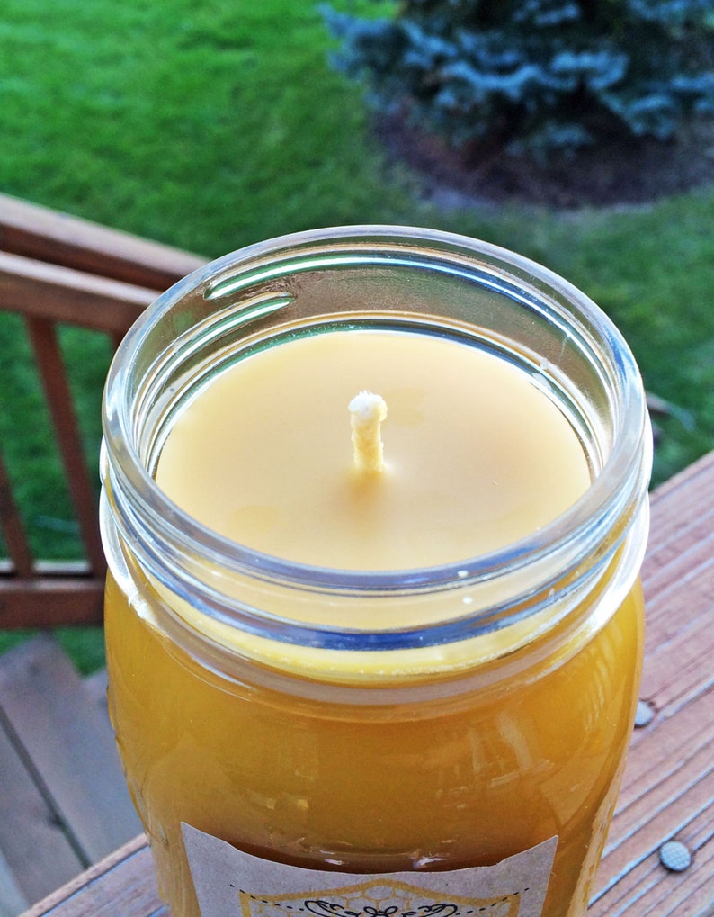 Pure Beeswax Mason Jar Candle 16 Oz Etsy