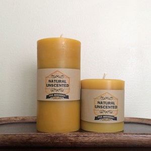 100% Pure Beeswax 3X6 Pillar Candle Smooth image 3