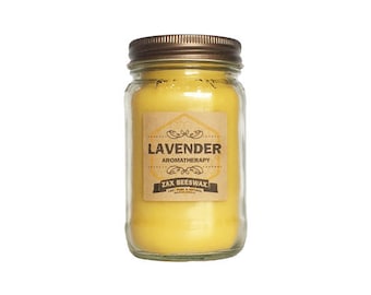 16oz Lavender Essential Oil Beeswax Mason Jar Candle | 16 oz