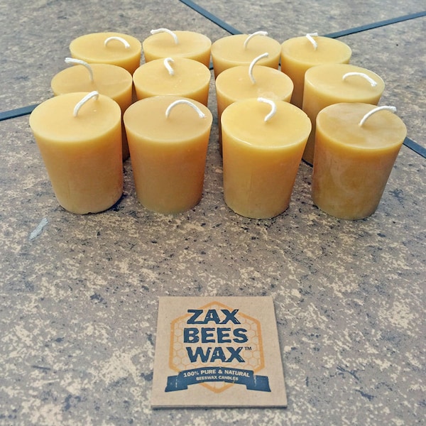 100% Pure & Natural Beeswax Votive Candles | 12 Pack