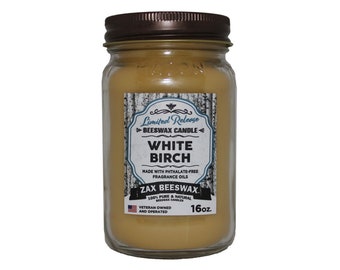 White Birch Scented Beeswax Mason Jar Candle | 16 oz